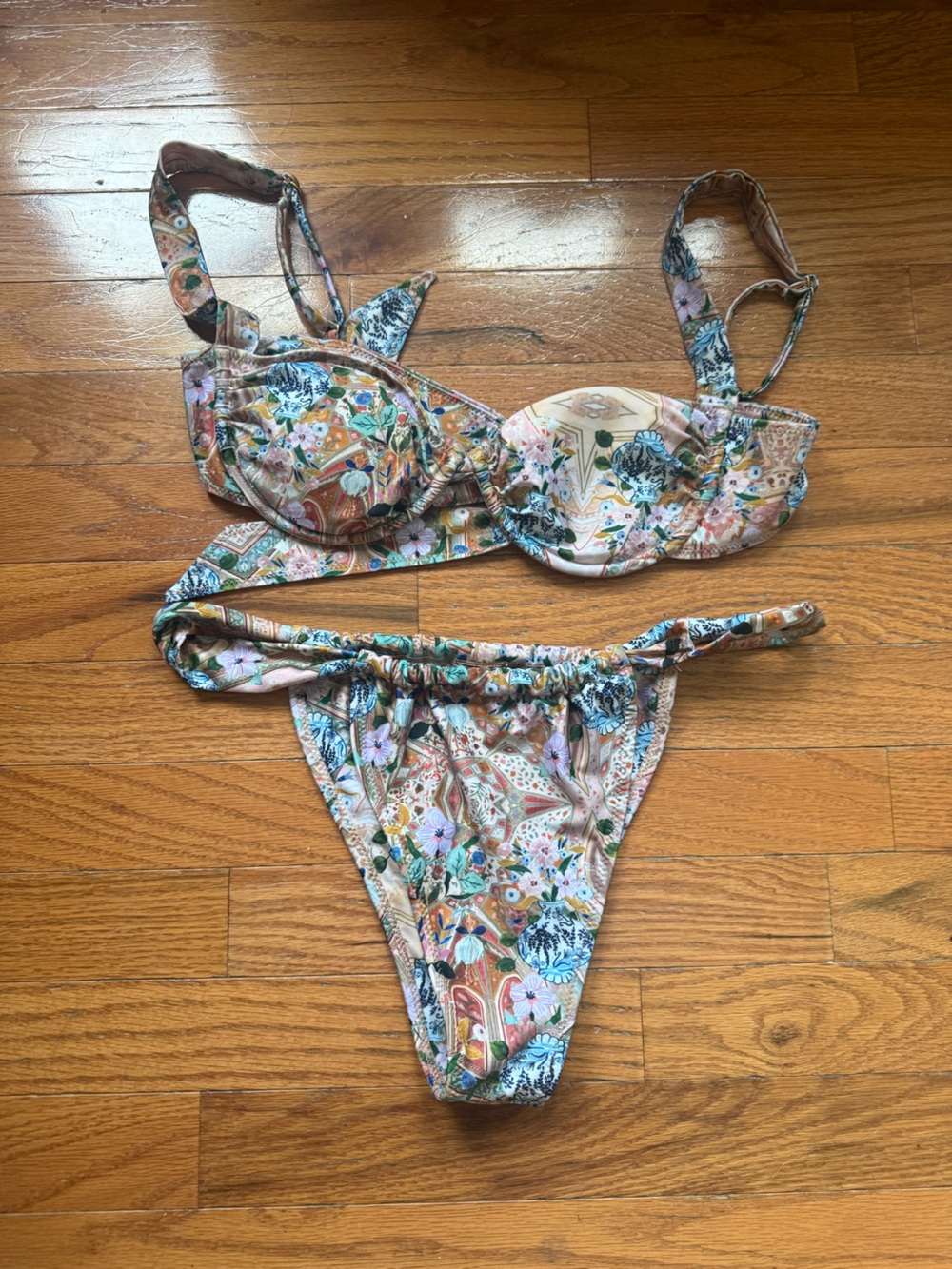 Strawberry Milk Mob Floral Paisley Bikini - Beige, Green, Blue, Pink